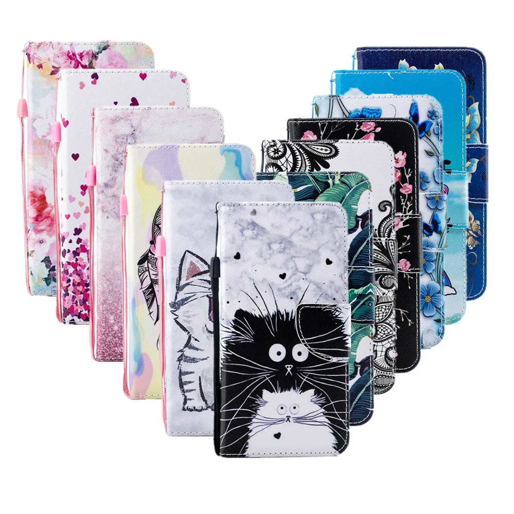 

Painted Leather Case for IPhone 13 11 12 Pro Max XR X XS SE 2020 6S 7 8 Plus Flip Wallet Cover Full Body Protect Shockproof Capa