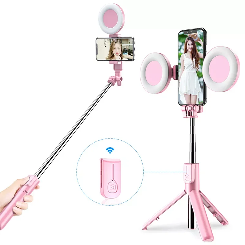 

Wireless Bluetooth-compatible Selfie Stick with Led Ring Light Foldable Tripod Monopod For iPhone For Android Live Tripod