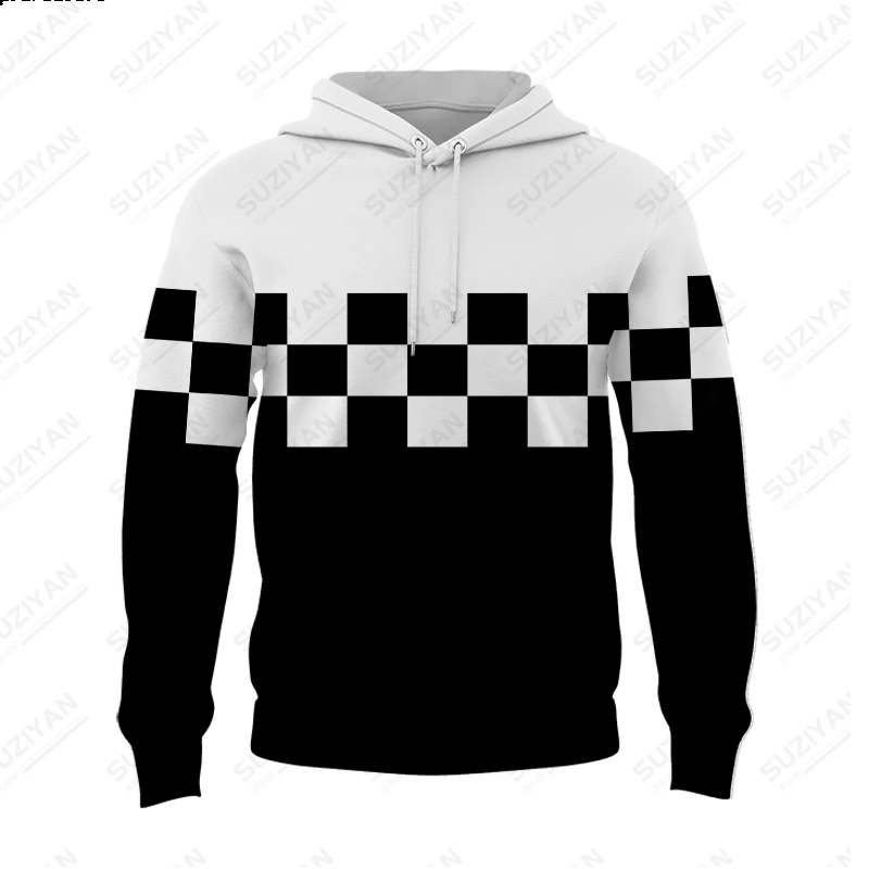 

2023 Spring and Autumn New Fashion Men's Hoodie Checkerboard Stripe 3D Printed Long Sleeve Men's Round Neck Versatile Hoodie Top