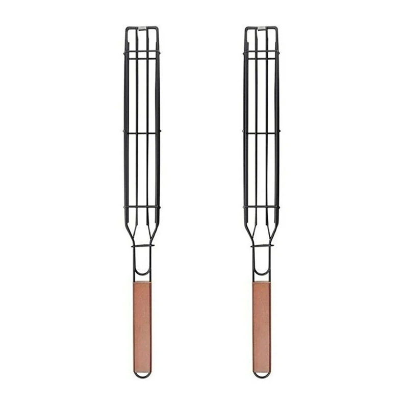 

Single Kabob Baskets Grilling Basket, BBQ Long Handle Grill Basket Non-Stick