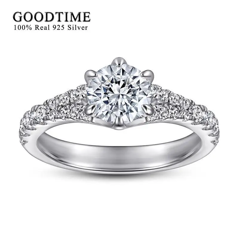 Женское кольцо из серебра 100% пробы с фианитом 1 карат Женское кольцо из серебра 100% пробы с фианитом 1 карат