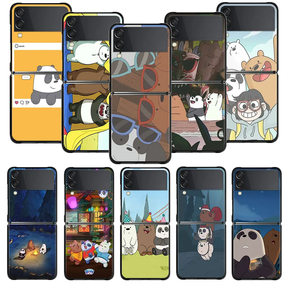 

Cute Christmas We Bare Bear Phone Case For Samsung Galaxy Z Flip Z Flip3 5G Z Flip4 Hard PC Matte Shell