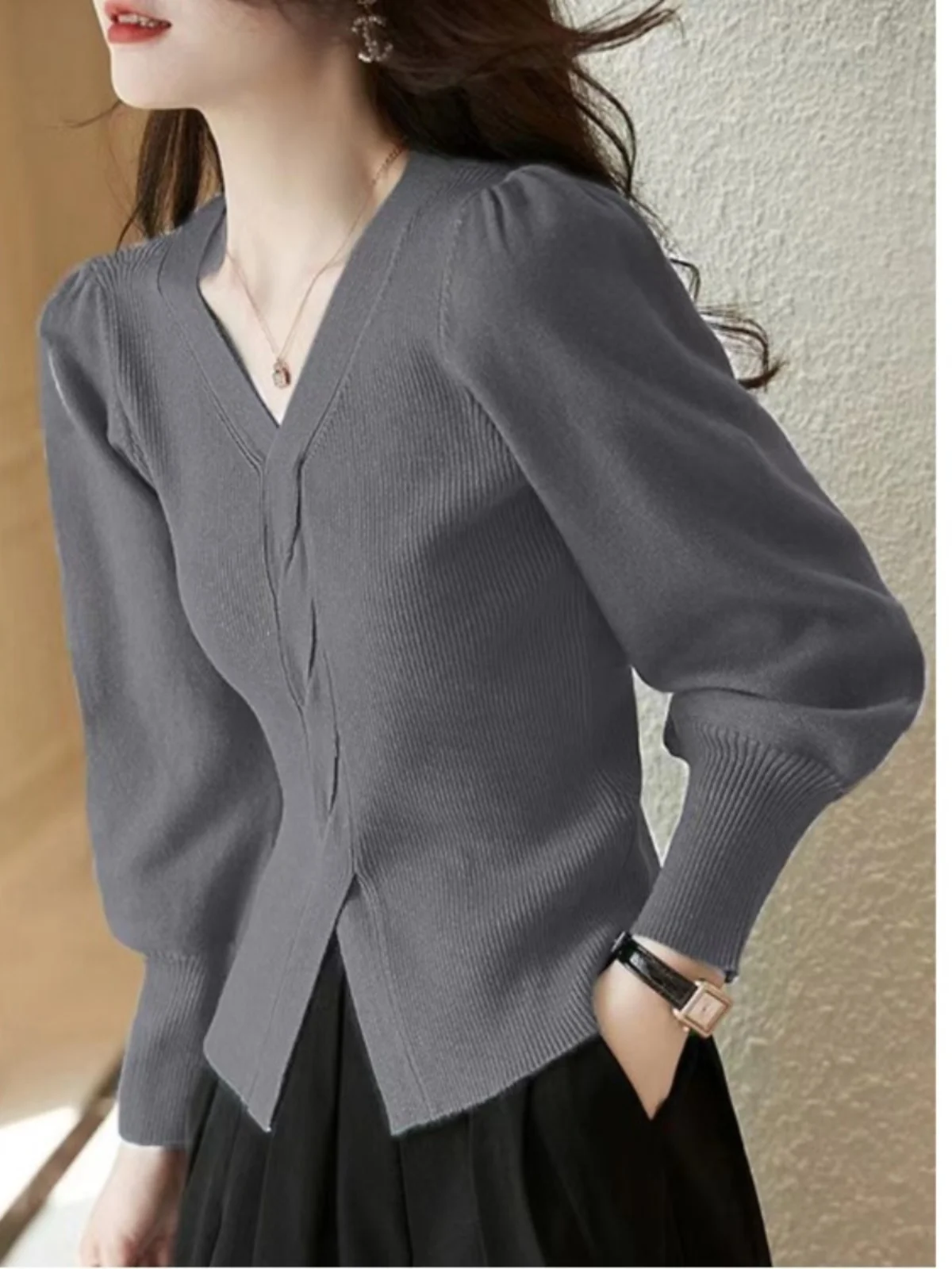 2024 ранняя осень новый шерстяной свитер женский модный вязаный с длинными