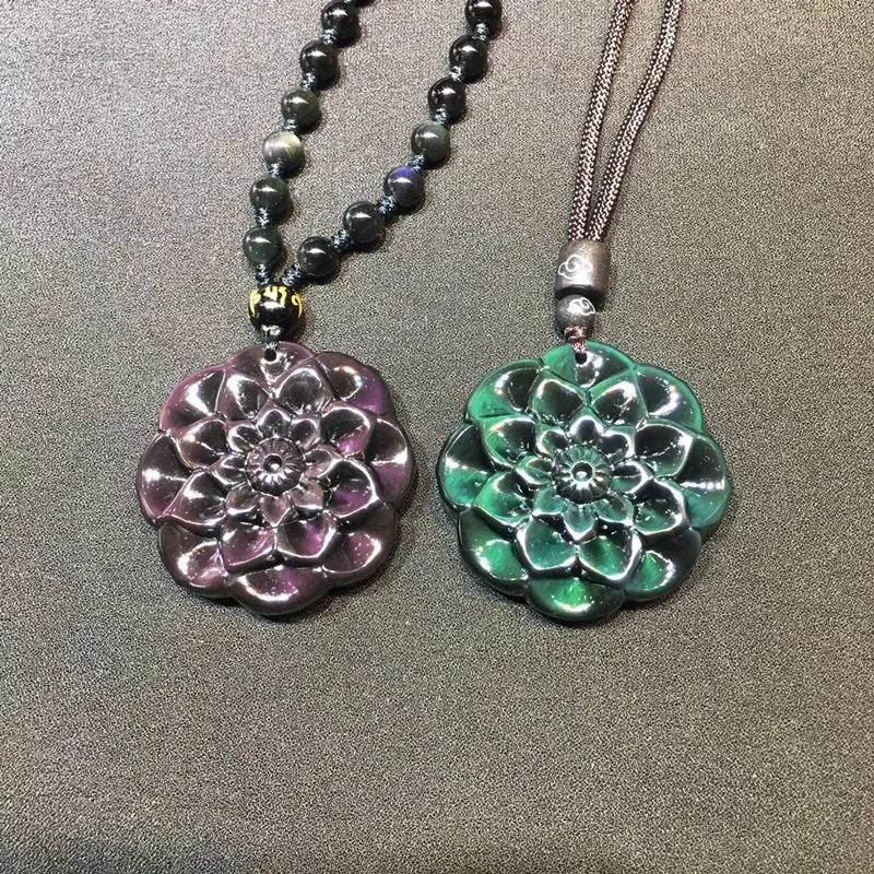 Натуральный цвет обсидиан ручная резная Роза нефритовая подвеска модные