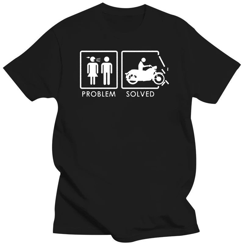 

Problem Solved Men T Shirt Summer O Neck Cotton Motorcycle Biker T-shirts Birthday Tshirt Tee Unisex