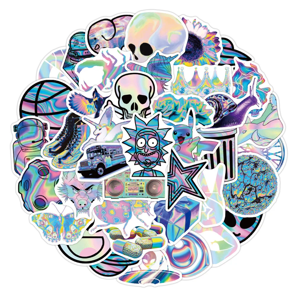 

10/30/50 шт. голографическая Лазерная мультяшная граффити Водонепроницаемая наклейка холодильник скейтборд чашка для воды креативное украшен...