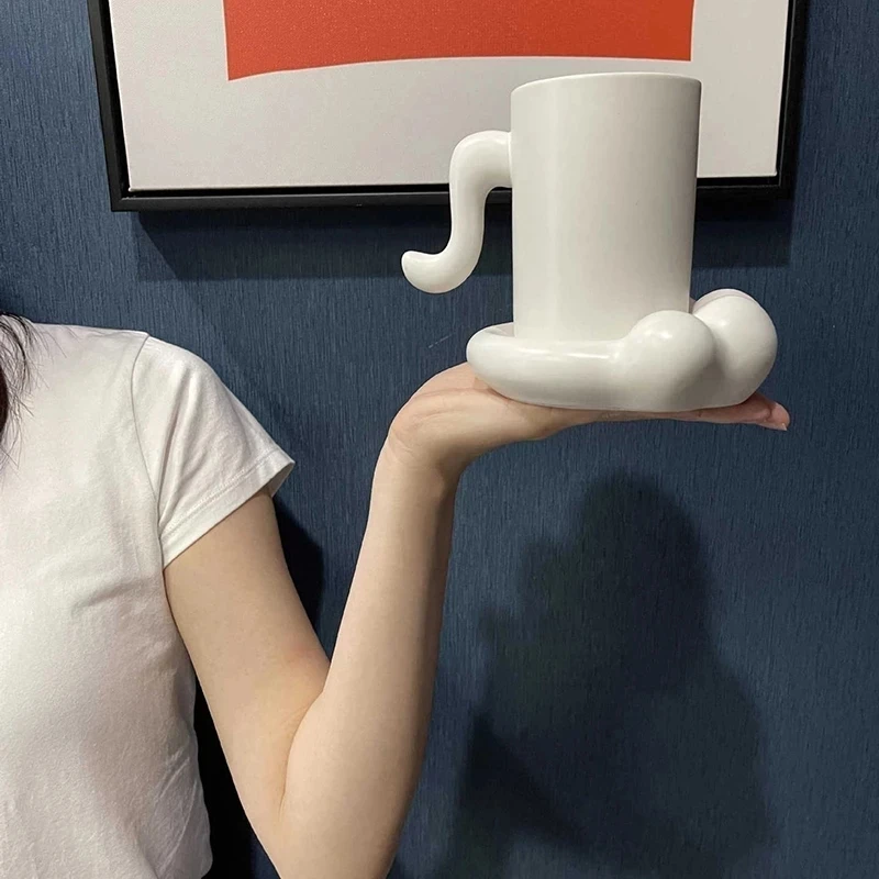 Керамическая кофейная чашка в скандинавском стиле с изображением кота