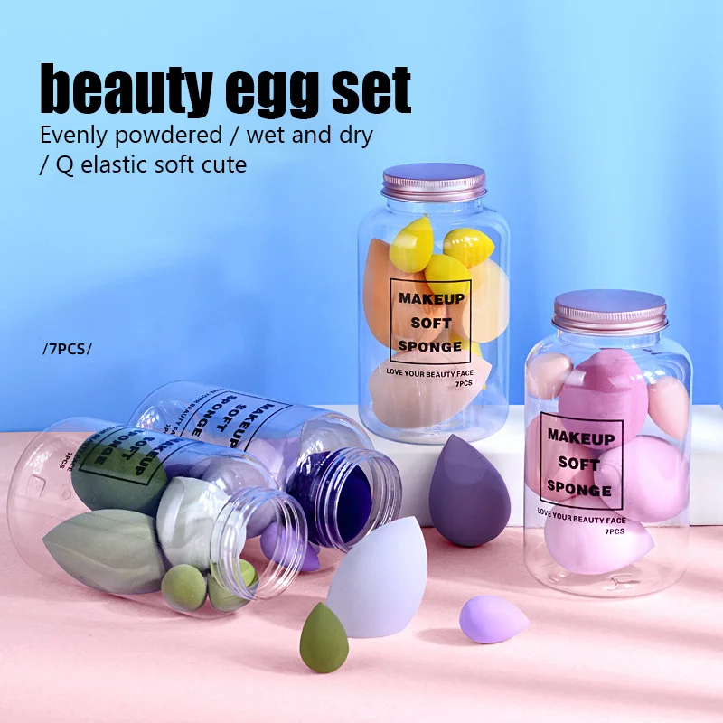 

7PCS Drift Bottle Beauty Egg Set Wet and Dry Dual Water Gourd Makeup Puff Foundation Concealer Sponge Makeup Egg Makeup Tools