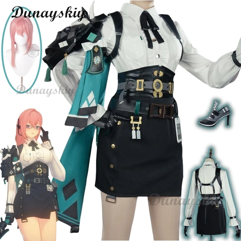 Игра Zenless Zone Zero Tsukishiro Yanagi Косплей Костюм Парик Розовый Eridu Хэллоуин Вечеринка