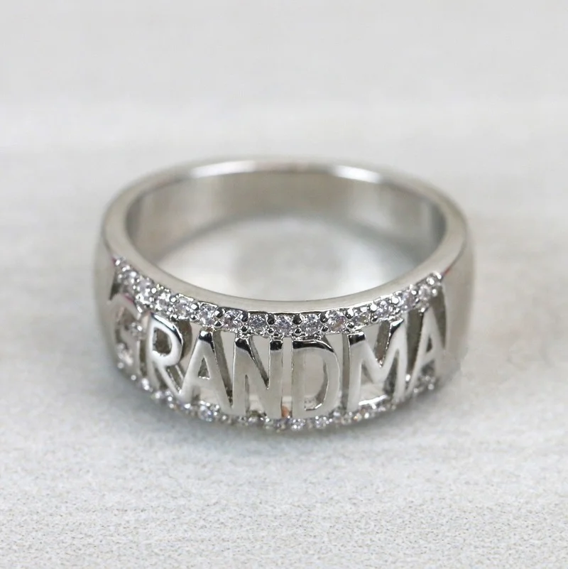 Изысканное модное ювелирное изделие кольцо для бабушки с буквой циркония всей