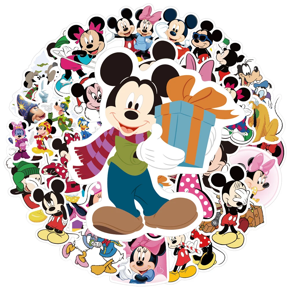 10/30/50PCS Kawaii Disney Mickey Mouse Stickers Minnie Donald Duck Cartoon Decals Kids DIY Toy Graffiti Scrapbooking Laptop Bike
