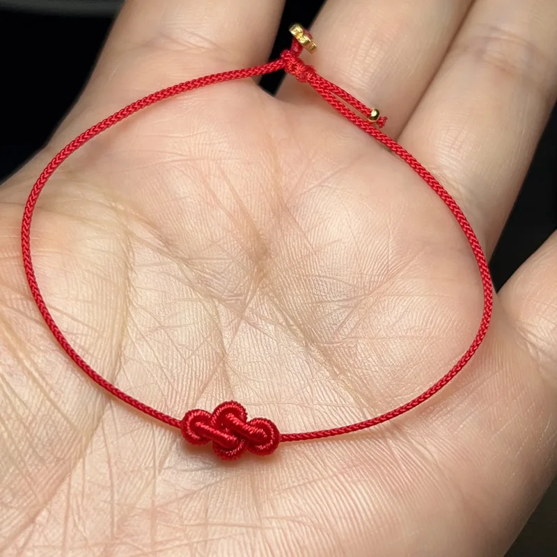 Фото Браслет ручной работы Lucky Knot, регулируемый размер, маленький цветок, простая тонкая ручная веревка, браслет дружбы, очаровательные ювелирные аксессуары №3