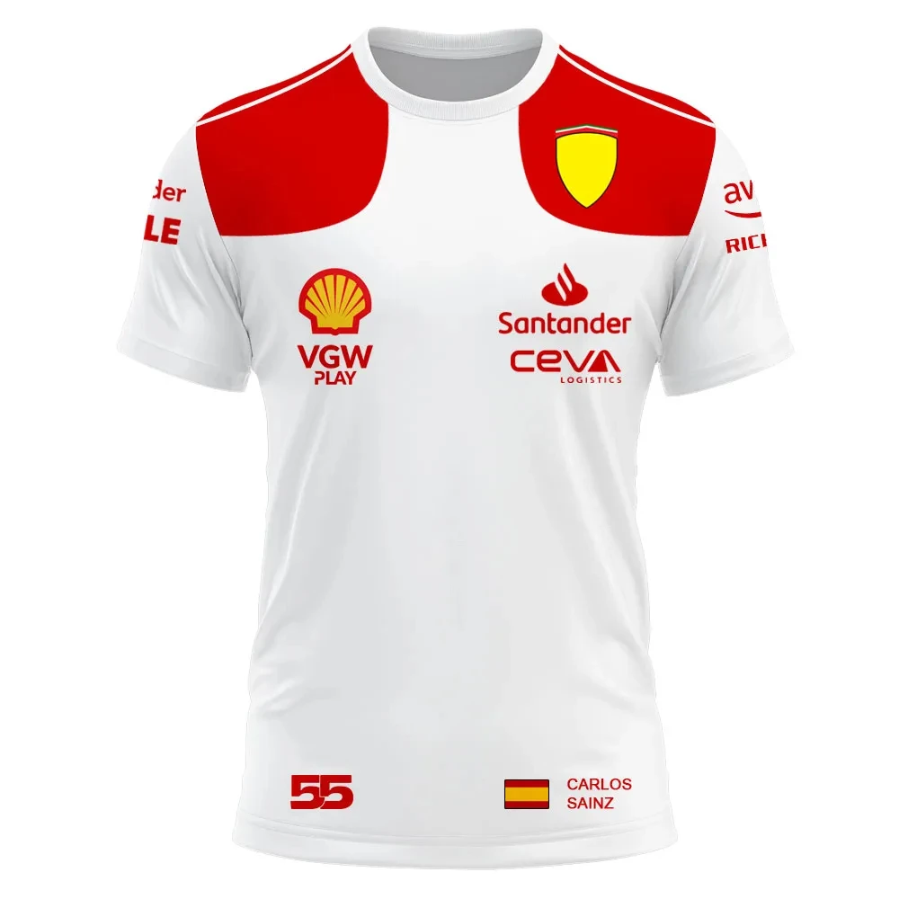 

2023 New F1 Racing Red Team Men's Summer T-shirt CHARLES LECLERC 16 Carlos Sainz 55 Driver Team Outdoor Sports T-shirt