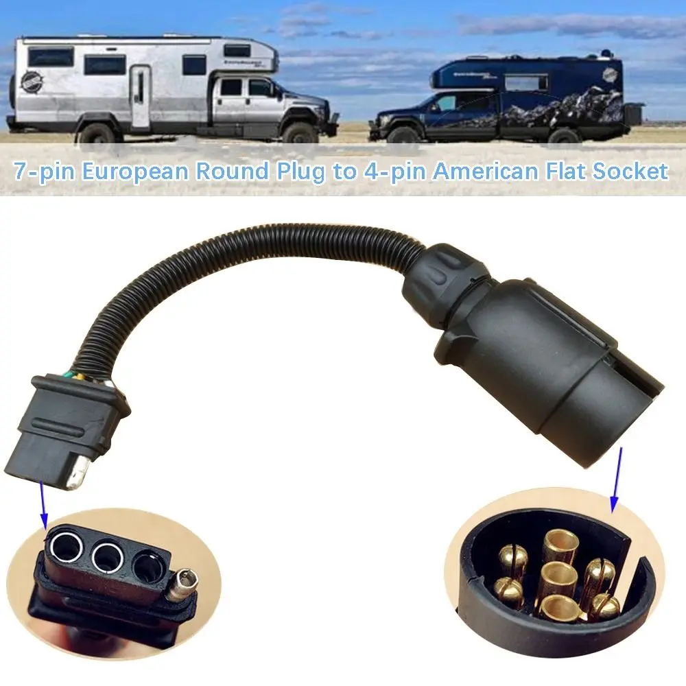 

Anti-corrosion Trailer Plug Adapter Trailer Conversion Socket 7-pin Round To 4-pin Flat Trailer Tow Wiring Harness