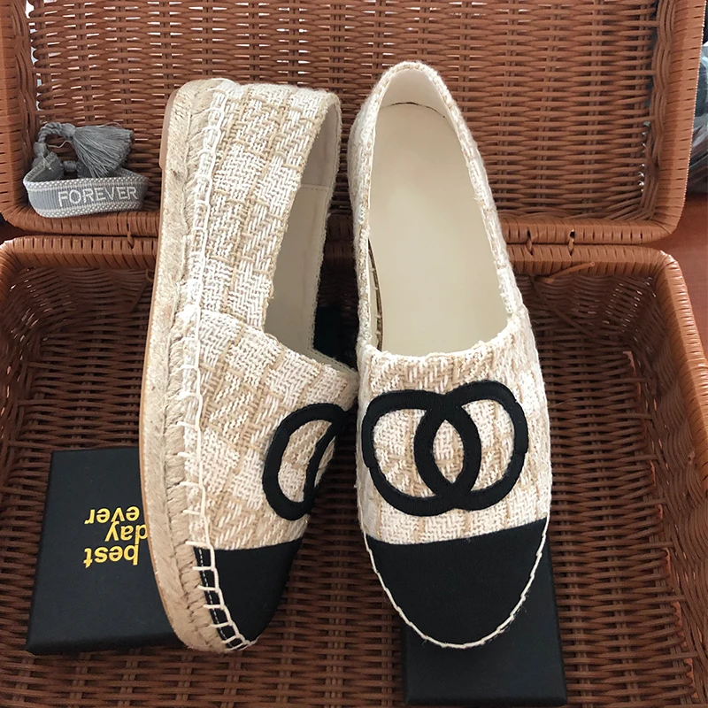 2023 New Beige Color Cloth Fisherman Shoes Slip On Breathable Flax Women's Flats Outdoor Travel Loafers Autumn Winter