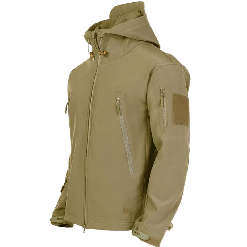 Military Sharkskin Softshell Jacket Men's Tactical Windproof Waterproof Jacket Army Combat Jacket Men's Hooded Aviator Coat