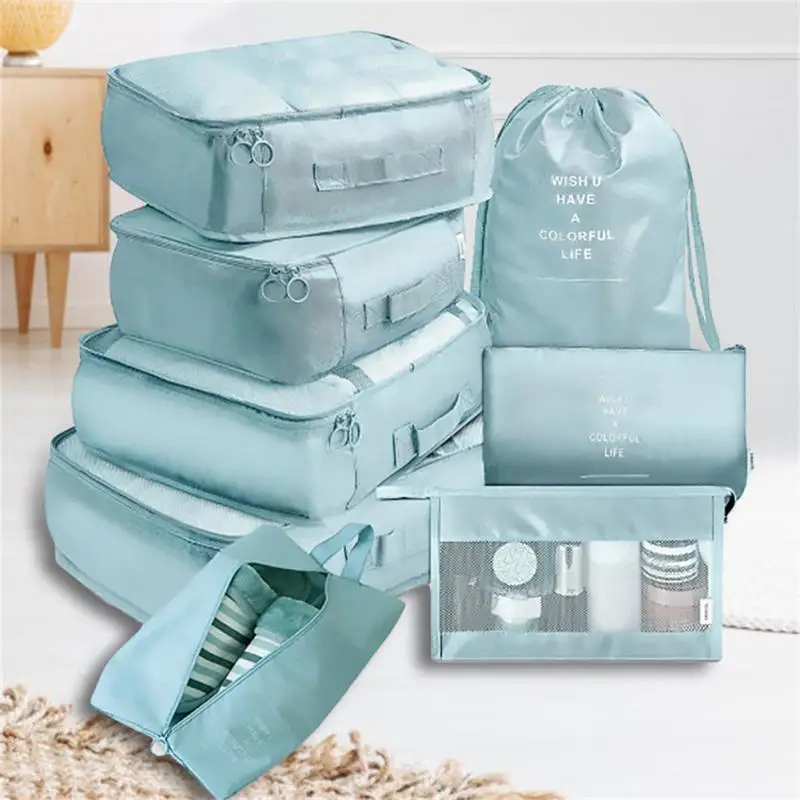 

8PCS Travel Storage Bag Set For Clothes Tidy Organizer Wardrobe Suitcase Pouch Travel Organizer Bag Case Shoes Packing Cube Bag