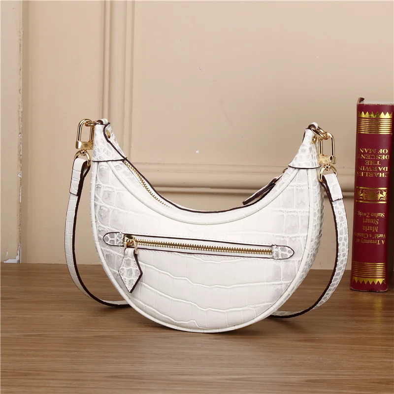 Новая крокодиловая кожа гороховая подмышка французская модная лунная сумка