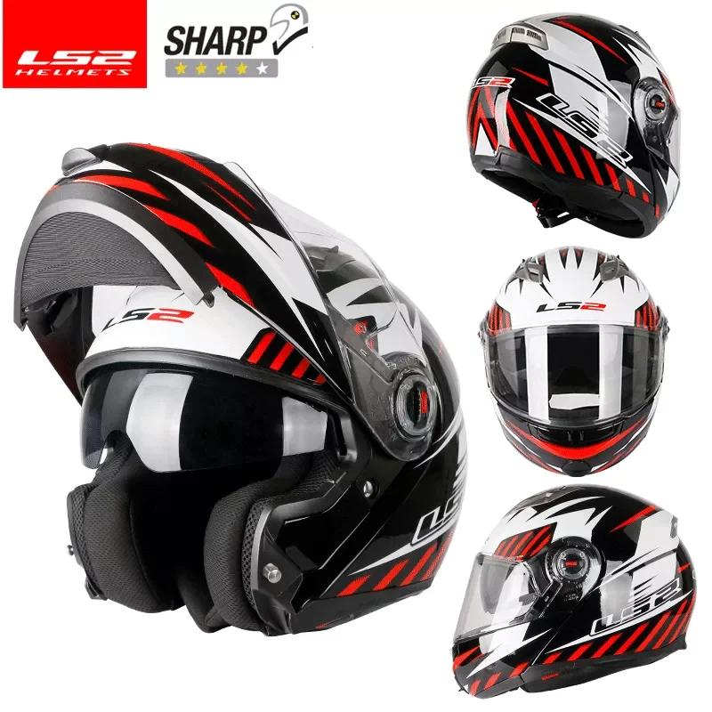 

NEW2023 LS2 Motorcycle Helmet Dual Lens Modular Helmets With Sun Visor Flip up Motocross Helmet Moto Capacete CE Certification F