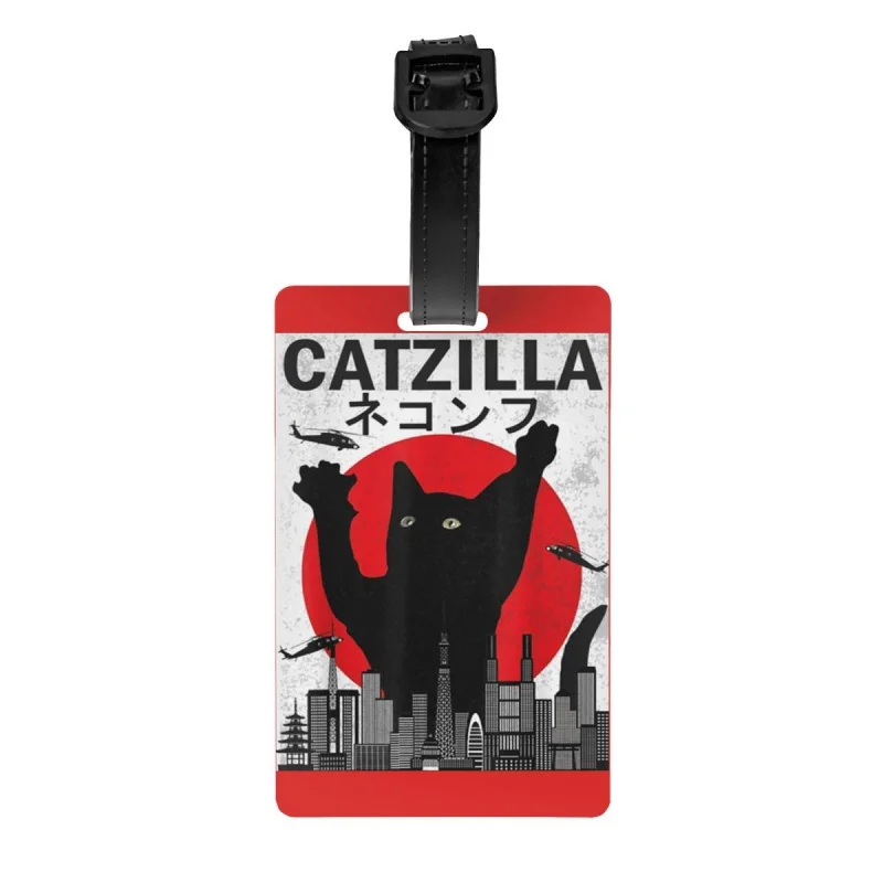 

Багажная бирка Catzilla с карточкой с именем в японском стиле заката кошка винтажный кошка подарок для любимого Обложка идентификационная бирка для дорожной сумки чемодан