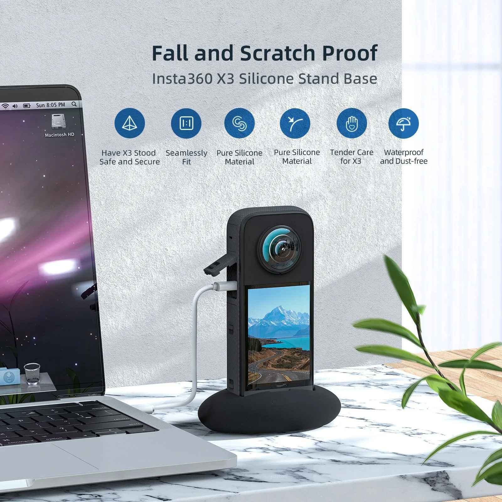 Силиконовая подставка для экшн-камеры Insta360 X3 настольная защита вертикальный