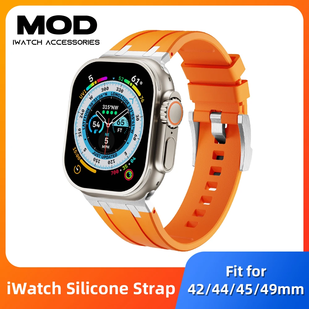 

Strap For Apple Watch Strap 49mm 45mm 44mm 42mm Silicone Strap Iwatch Series 8 7 6 5 4 3 2 1 SE Ultra 49mm