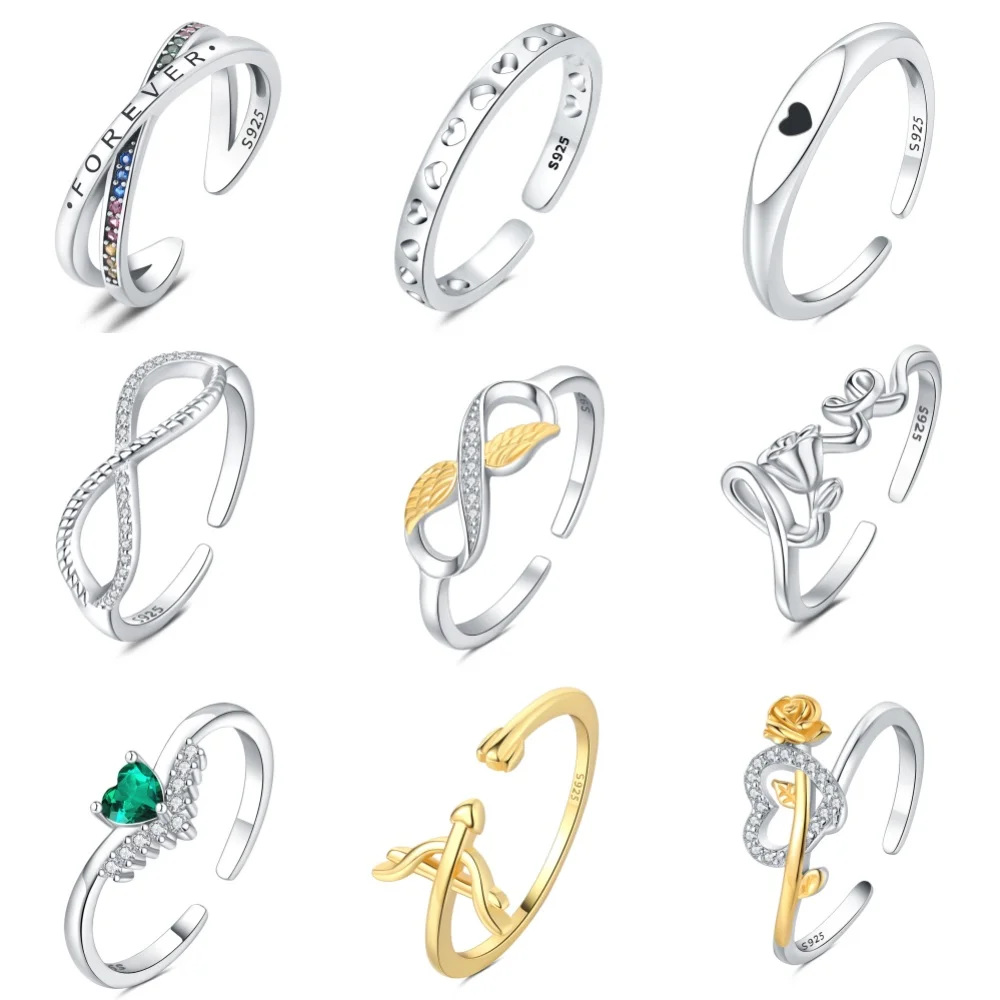 Кольца из стерлингового серебра 925 пробы романтические кольца серии Love Heart для