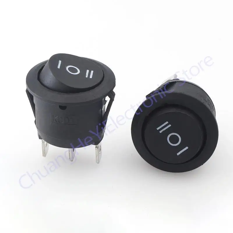 

23 мм круглый черный 3 контакта 10A/125V 6A/250V AC 3 положения SPDT вкл./ВЫКЛ. Клавишный переключатель с защелкой