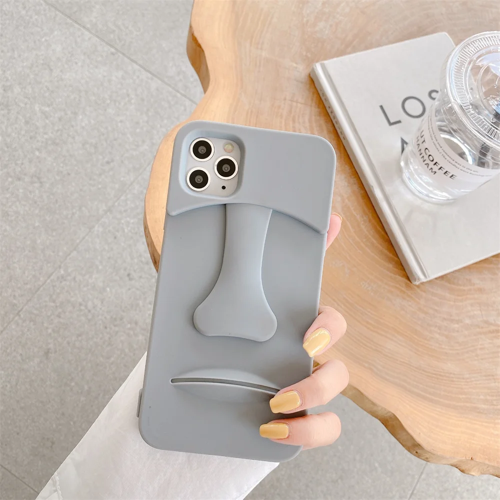 Luxury Retro moai statue 3D Phone Case case for iPhone 14 15 6 7 8 6S Plus 13 12 Mini 16 11 Pro Max Xr X Xs Cute cover