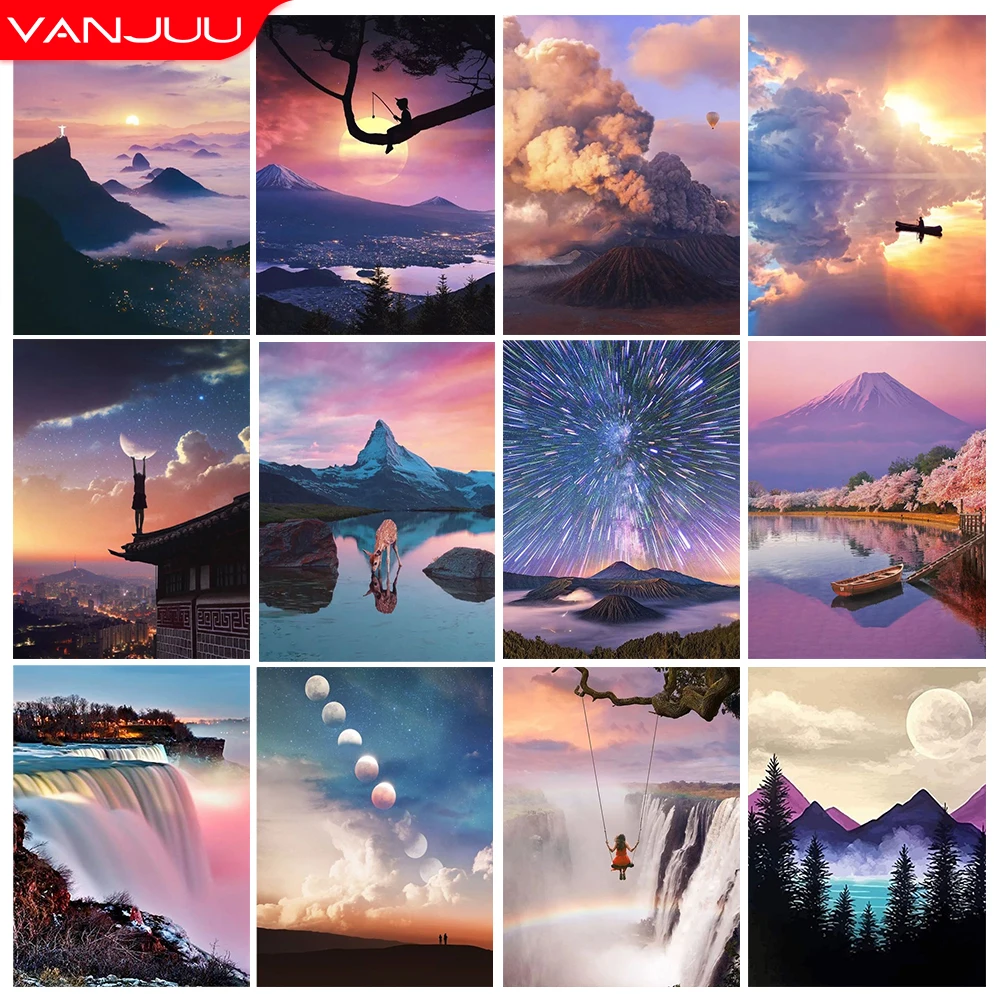 

Scenery 5D Diamond Painting Kits Scenery Picture Diamond Art Full Round/Square Rhinestone Mosaic DIY Home Decor Painting Gift