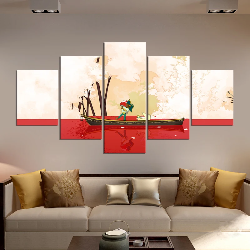 

No Framed 5 Panel Spiritfarer Fantasy Video Game Cool Canvas Posters Wall Art Pictures Paintings for Living Room Home Decor