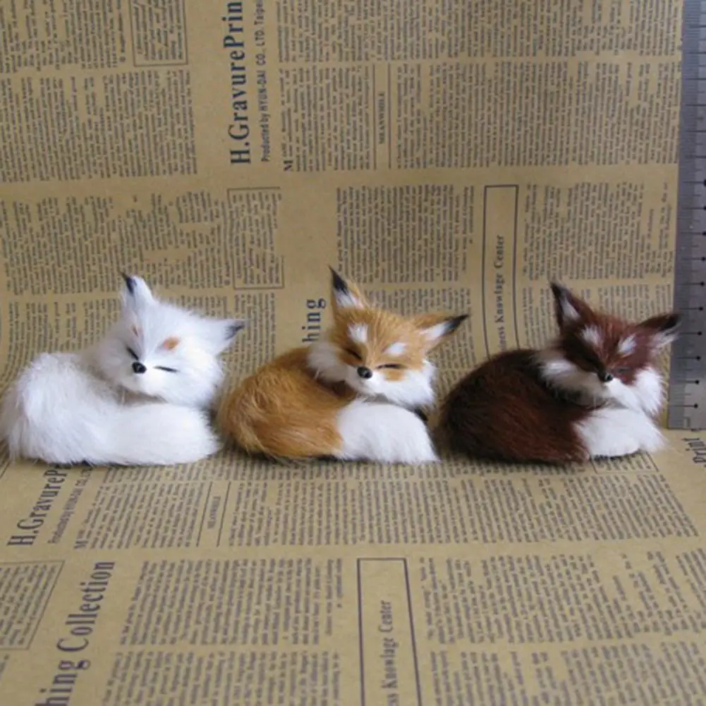 

Plastic High Quality Plastic Fleece Soft Simulation Brown Fox Toy Cute Plush Fox Model Beautiful for Desktop Decor
