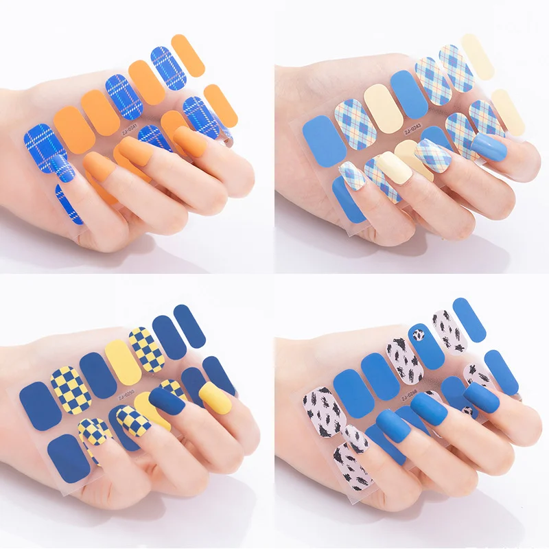 

1pcs New Checkerboard Nail Stickers Little Red Book Matte Nail Stickers Striped Scrub Nail Stickers Full Stickers Beauty Supplie