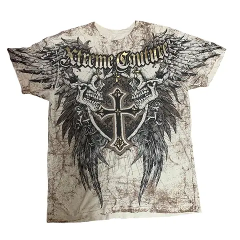 Мужская черно-серая футболка Affliction ярких цветов и двусторонним узором крыльев, повседневная мужская одежда в стиле уличный хип-хоп