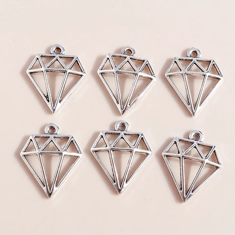 Leslie 50 шт. 16x19 мм простые полые подвески в форме драгоценных камней для браслета