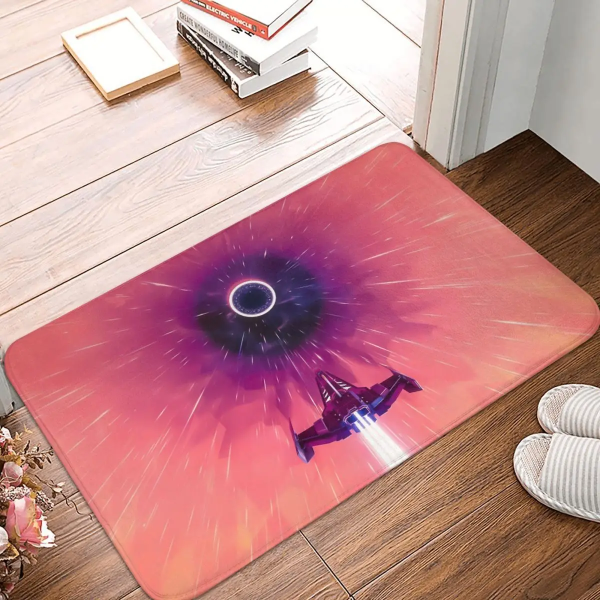 

No Man's Sky Action Adventure Game Non-slip Doormat Living Room Mat Pink Space Ship Hallway Carpet Welcome Rug Home Decorative