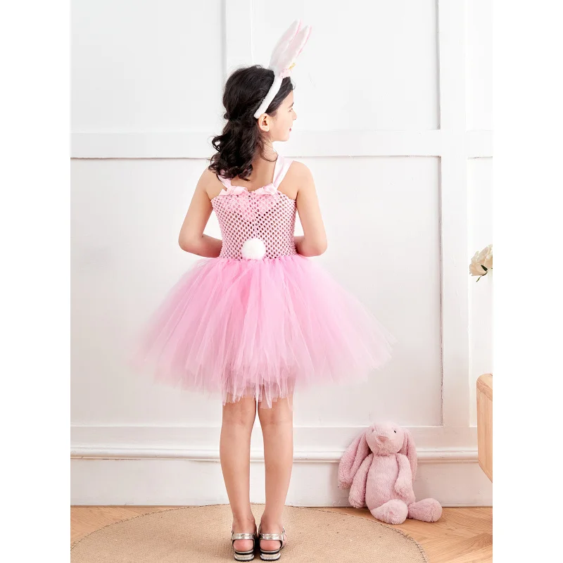 Платье принцессы для косплея с пасхальным кроликом девочек длинное бархатное