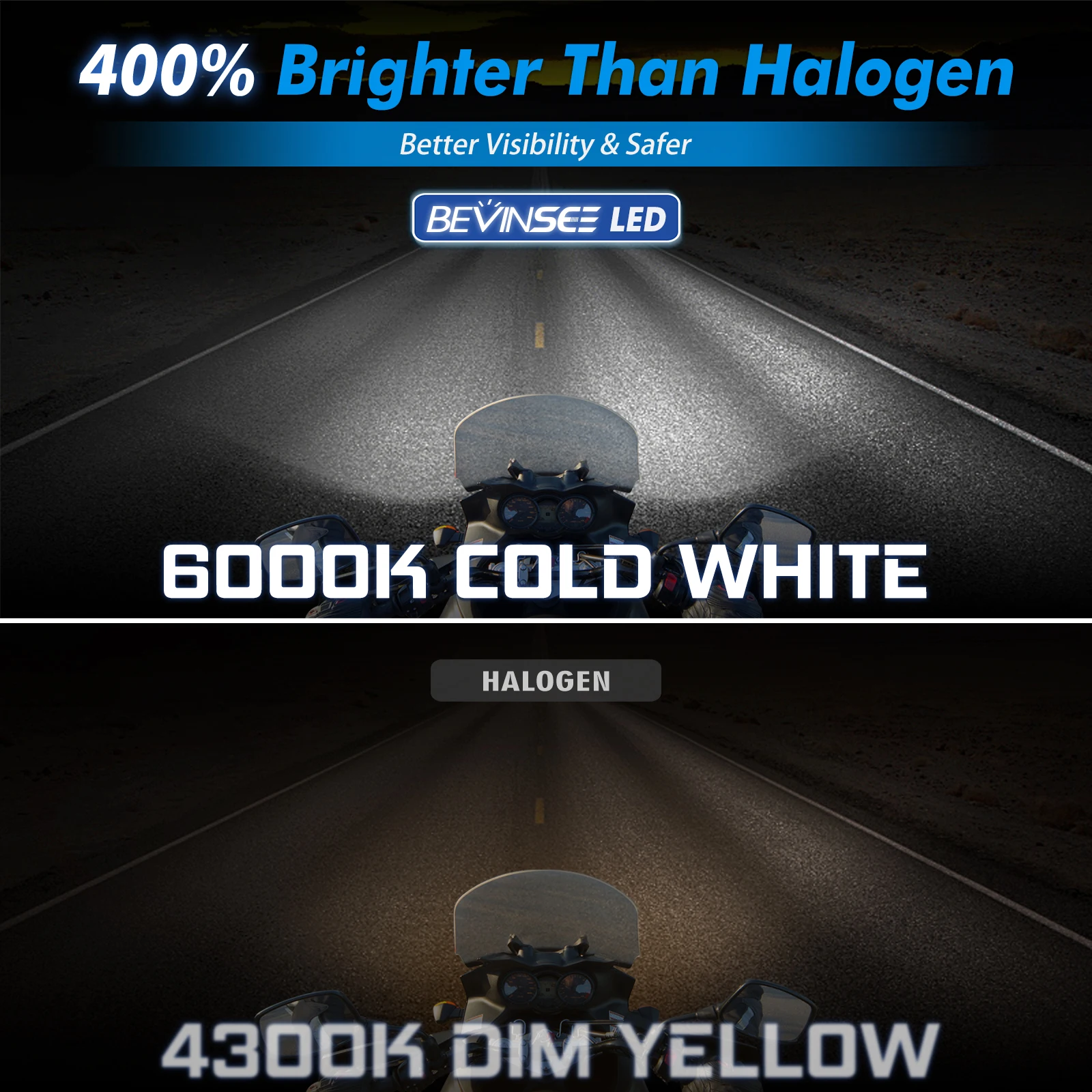 BEVINSEE BA20D H6 Светодиодная мотоциклетная фара 70 Вт 12000LM Hi/Lo Beam Супер яркая