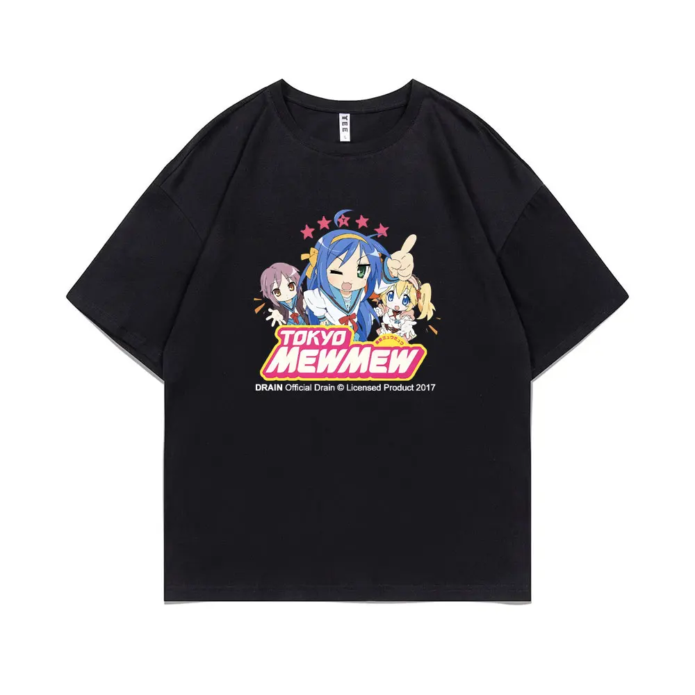 

Japan Anime Drain Gang Lucky Star Tokyo Mew Mew T Shirt Men Women Manga Oversized Streetwear Unisex T-shirt Men's Loose Tshirt