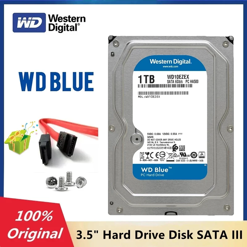 

Western Digital WD Blue 1TB Internal Hard Drive Disk 3.5" 7200RPM 64M Cache SATA III 6Gb/s HDD Harddisk For Desktop PC Computer
