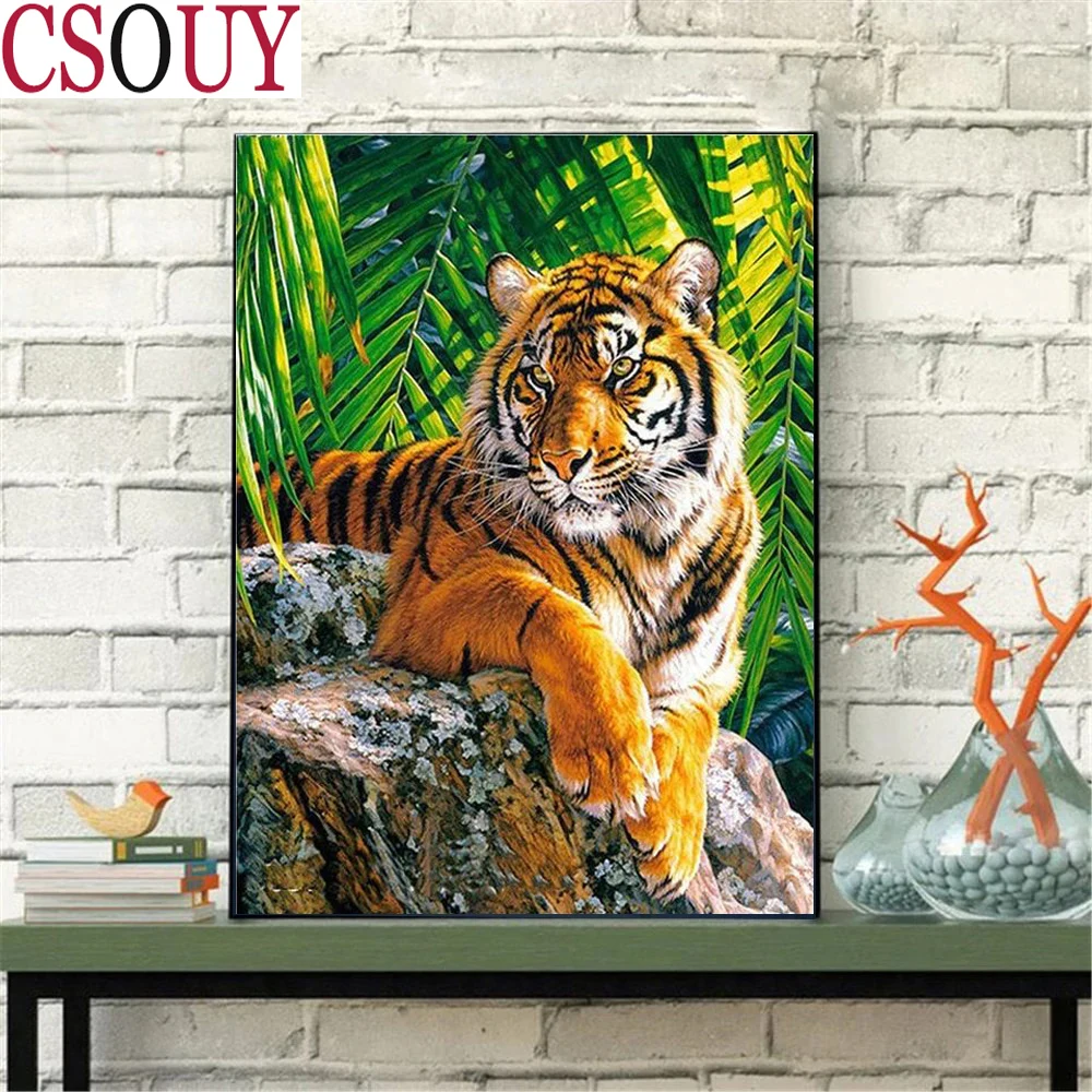 

5D Diy Diamond Painting Cross Stitch Brown Tiger Animals Resin Full Square Round Diamond Embroidery Home Decor Mosaic Needlework