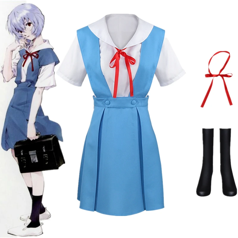 

Anime Ayanami Rei Cosplay Costumes Women Dress School Jk Uniform Clothes Accessories