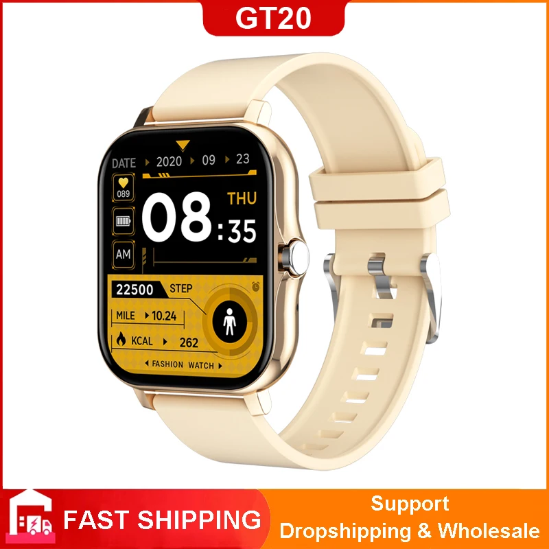 

Смарт-часы GT20 с Bluetooth-вызовом, GTS 2, новинка 2021, для мужчин и женщин, 1,69 дюйма, HD фитнес-трекер для измерения сердечного ритма, Смарт-часы для ...