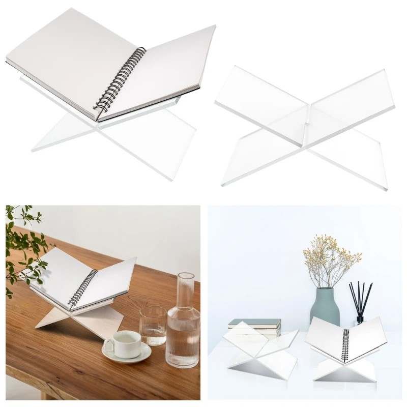 

Acrylic Book Holder X-Shaped Display Stand for Cookbook Recipe Magazines Drop shipping