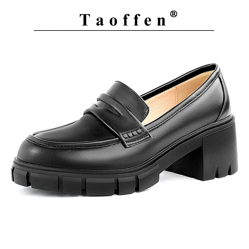 TAOFFEN 2023 Chunky Loafers Women Block Heels British Oxford Girls Shoes Platform Slip on Casual Work Shoes Cosplay Punk Shoes