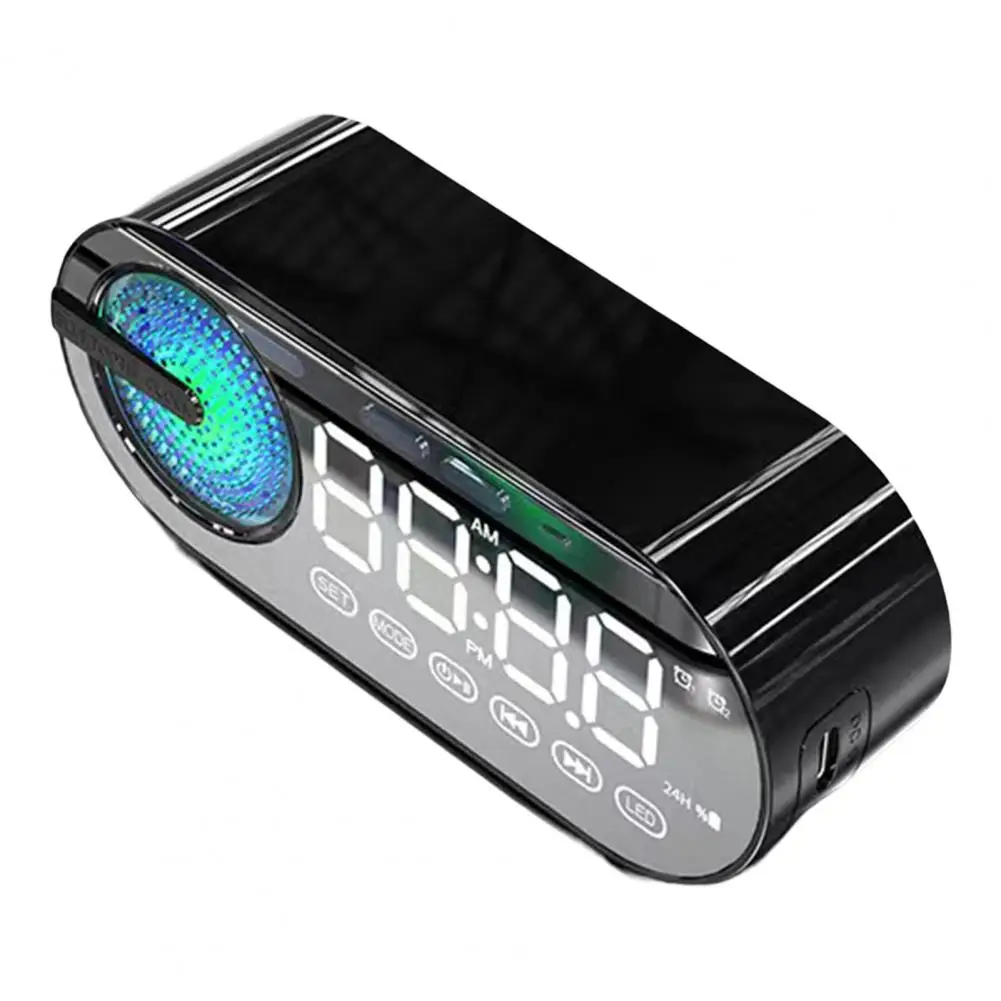 Wireless Speaker Dual Alarm Clock Colorful Light Bluetooth-compatible5.0 Body Induction Stereo Soundbar Clock for Home
