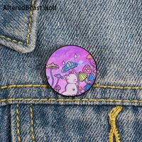 wizard frog on mushroom pin custom funny brooches shirt lapel bag cute badge cartoon cute jewelry gift for lover girl friends