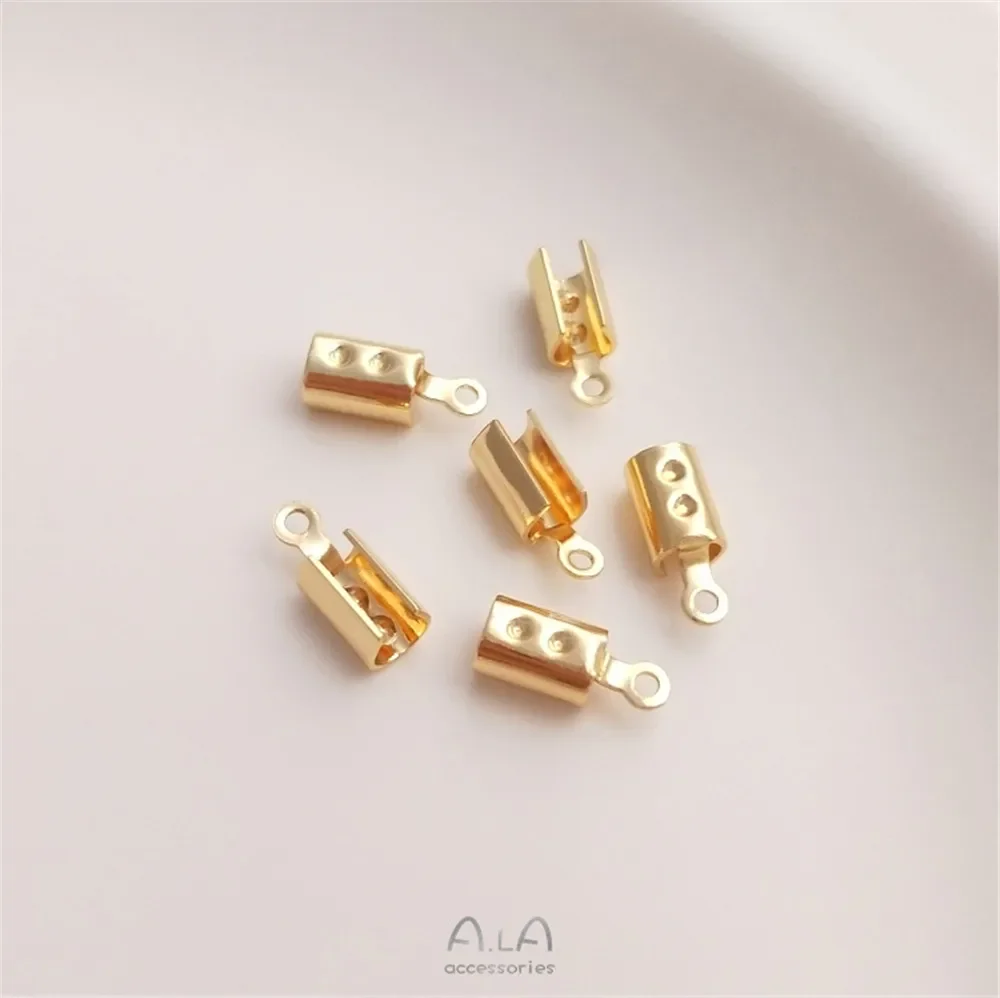 14-каратное позолоченное аксессуар круглый зажим кожаная веревка круглая