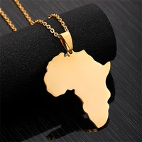 luoler africa map pendant necklace for women men jewelry gold silver stainless steel african maps charm chain necklaces fashion