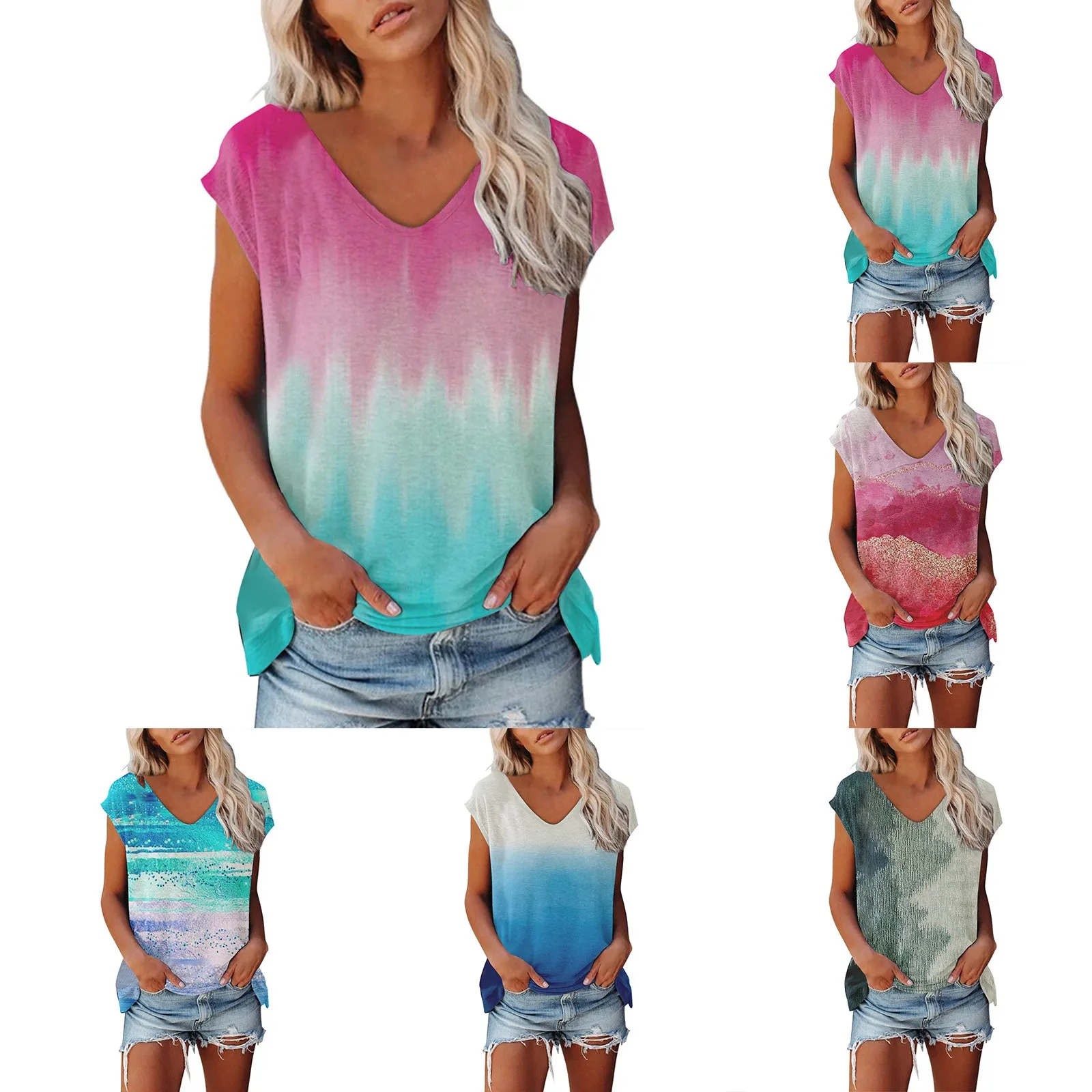 

Women's Casual Low Neck Round Neck Short Sleeve 3D Printed T Shirt Top Compression Shirt Long Sleeve